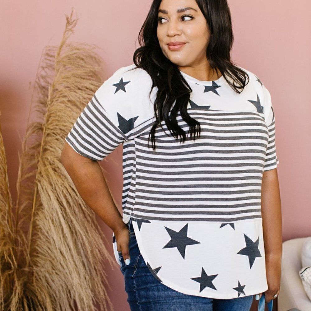 Now N Forever - Stripes & Stars Top - NWOT